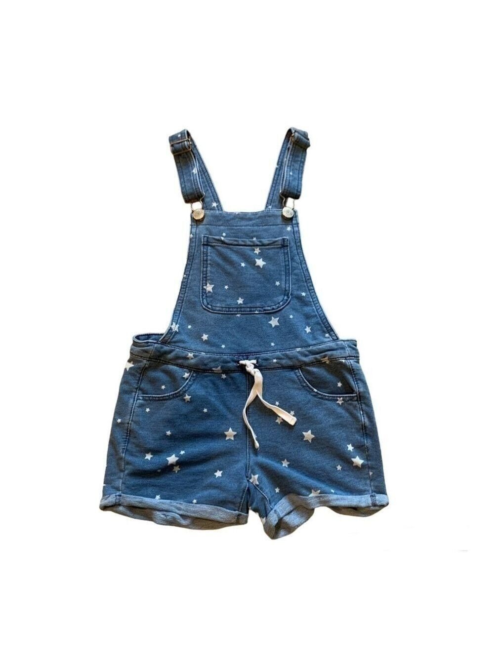 JUSTICE Star Print Super Soft Denim Overalls size 7